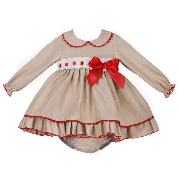 Spanish Girls Red & Beige Christmas Dress & Pants ~ 3-36m