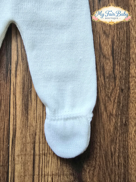 Spanish Unisex Baby Girls/Boys White Knitted 3pc Set ~ 0-3 months