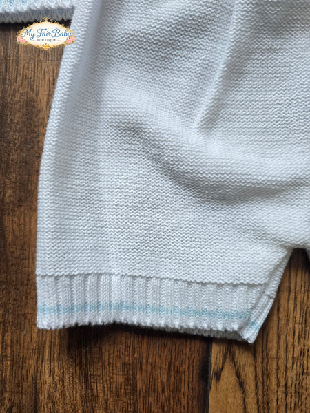 Spanish Baby Boys White Diamond Knitted Short Set 26238 - 12-36m