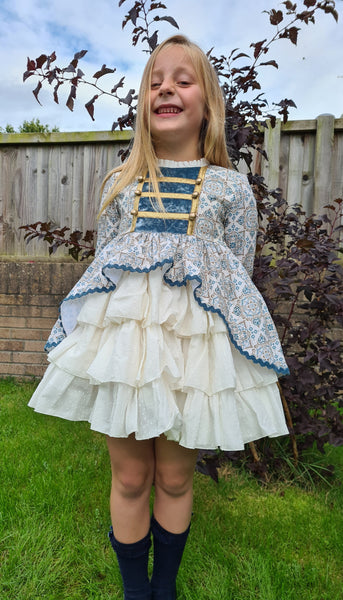 Spanish Debesos Older Girls Mosaic Puffball Dress - 4y