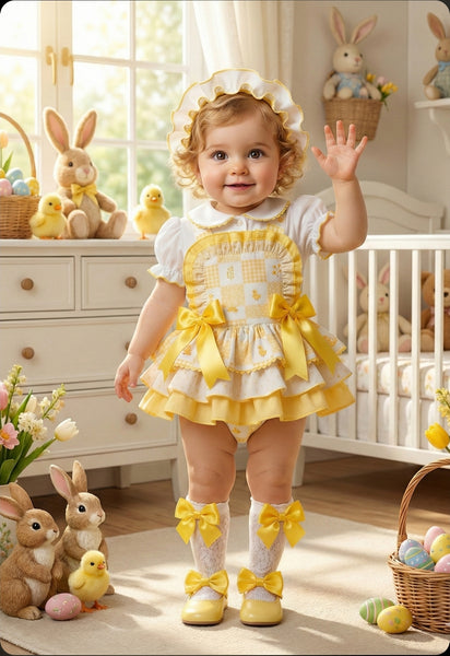 Sonata Infantil SS26 Girls Lemon Easter Chick Romper & Blouse VE2605 - MADE TO ORDER