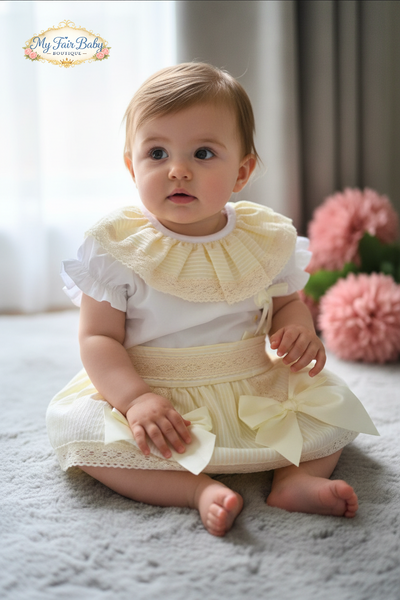 Spanish Baby Girls Lemon Striped Skort Set M004