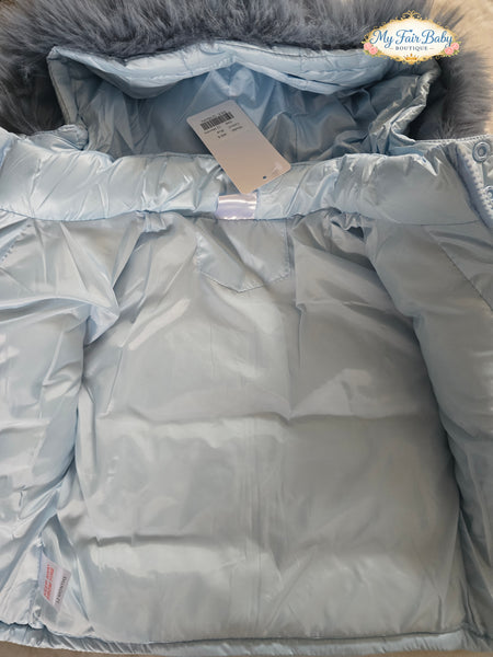 Wee Me Traditional Boys Blue Hooded Puffer Coat