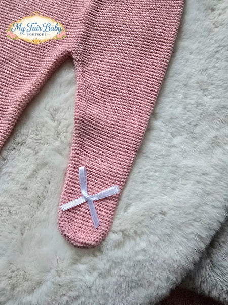 Spanish Creaciones Gavidia Baby Girls Dusky Pink Knitted 3pc Set 8213