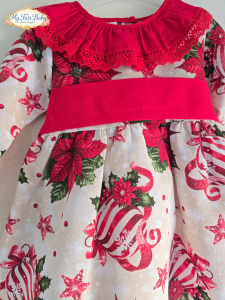 Spanish Girls Poinsetta Christmas Dress ~ 1-6y