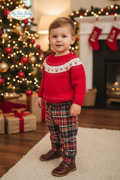 Spanish Baby Boys Red Reindeer Trouser Set