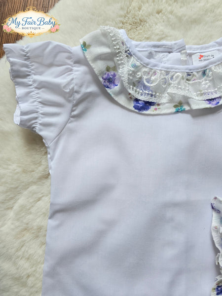 Spanish Baby Girls Purple Floral Romper Set M002P