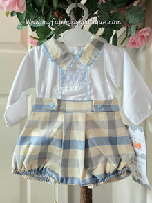 Spanish Baby Boys Blue & Cream Check Short
