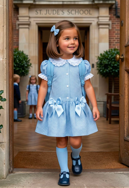 Sonata Infantil Spanish Girls Gingham School Dress C02602 - MADE TO ORDER