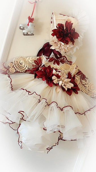 Ela Confeccion Girls Luxury Tulle Xmas Puffball Dress Set ~ 4y