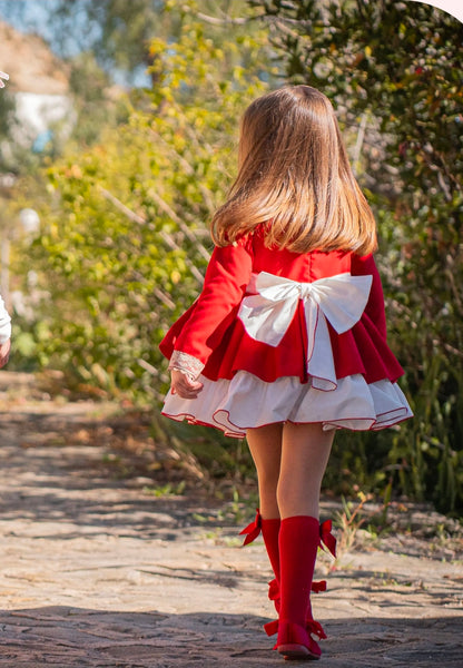 Belcoquet AW26 Alondra Red & White Puffball Dress