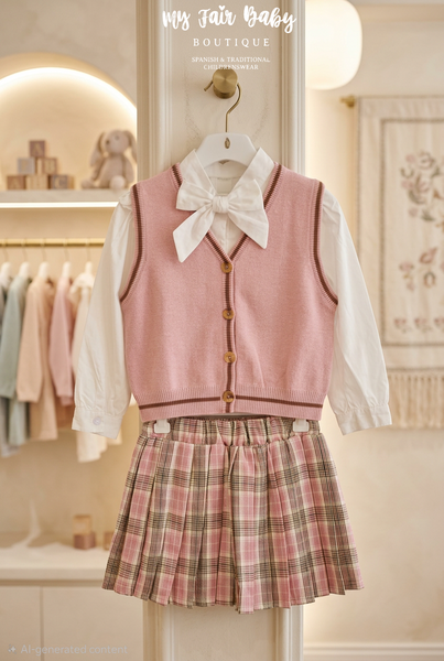 Beau Kid Girls Pink Tartan Skirt 3pc Set 238600 ~ IN STOCK NOW