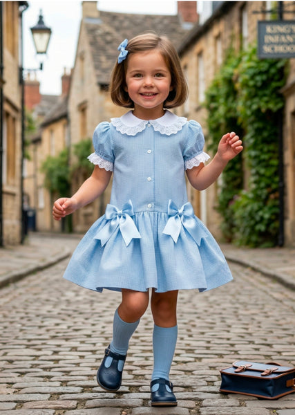 Sonata Infantil Spanish Girls Gingham School Dress C02602 - MADE TO ORDER
