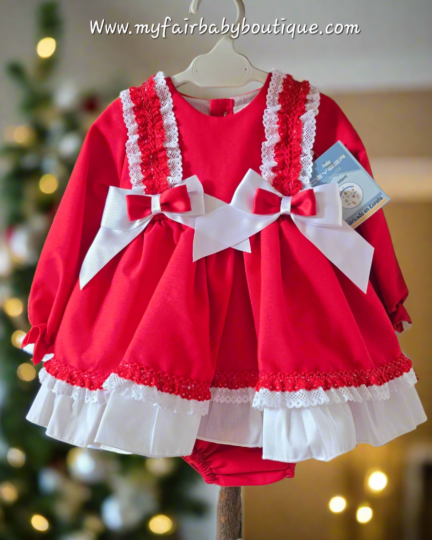 Ceyber AW25 Spanish Girls Red & White Ruffle Dress B2535 ~ 18,24m,6y