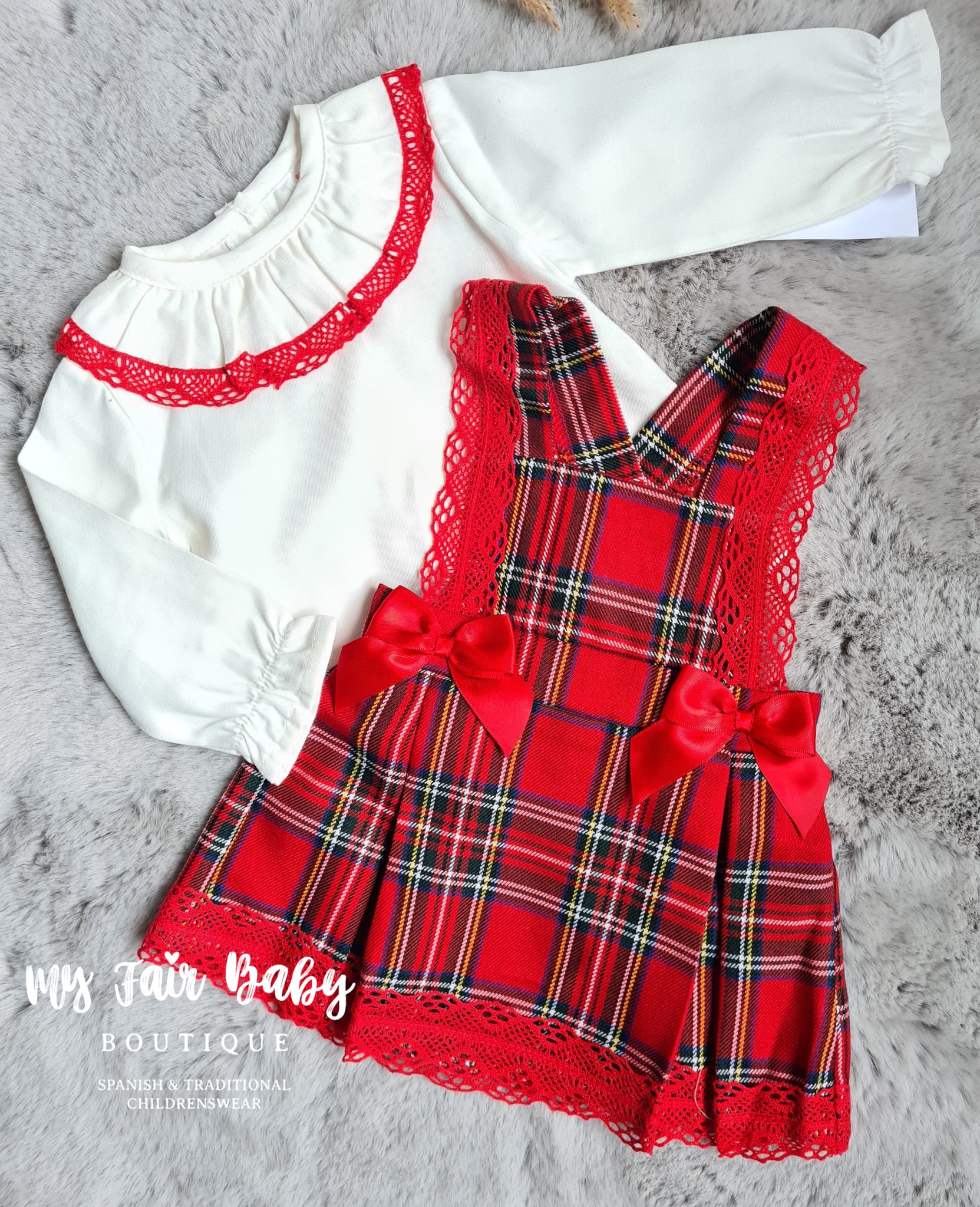 Traditional Baby Girls Red Tartan Christmas Pinafore Dress - 3M Traditional Baby Girls Red Tartan Christmas Pinafore Dress - 3M
