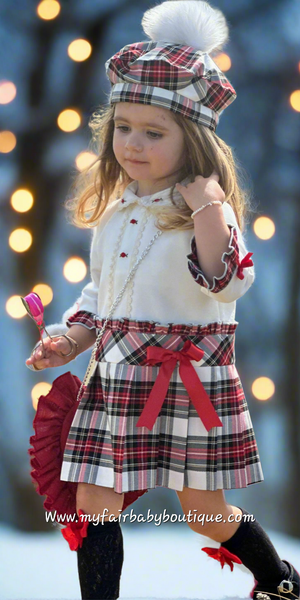 Sonata Infantil AW25 Spanish Girls Red Plaid Dropwaist Dress IN2502 ~ MADE TO ORDER