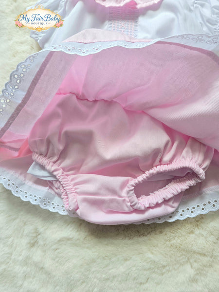 Spanish Baby Girls Pink Smocked Summer Skort & Hat Set M002S ~ 6-24m