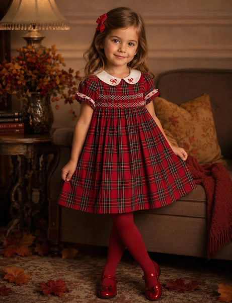 Beau Kid Traditional Girls Red Smocked Tartan Dress 238900 - 6m-7y ~ IN STOCK NOW