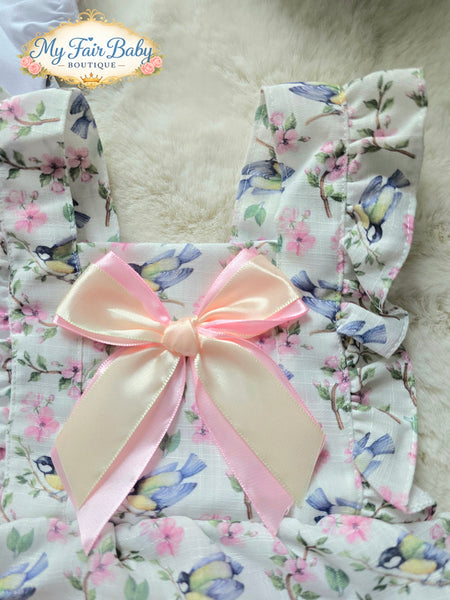 Spanish Baby Girls Floral Bird Romper Set M002B ~ 3-36m