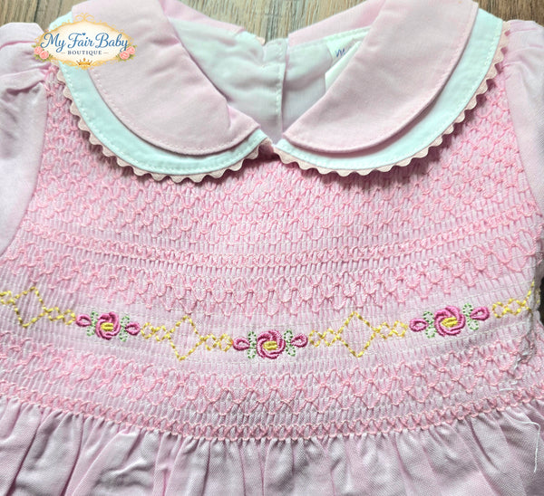 Mabini Traditional Girls Pink Smocked Dress Set MB7265