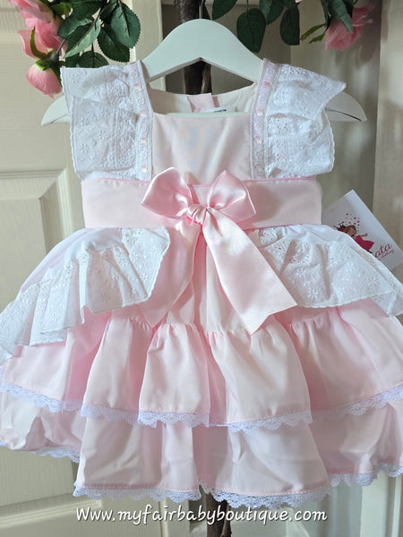 Sonata Infantil Spanish Girls Pink Ruffle Puffball Dress VE2220 - IN STOCK NOW