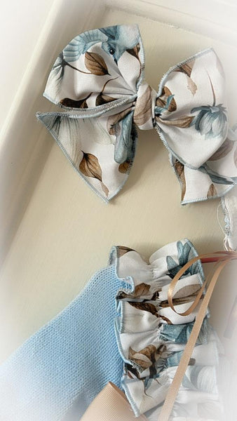 Ela Confeccion AW25 Spanish Girls Blue Floral Puffball Dress - MADE TO ORDER