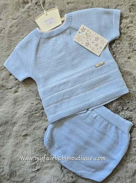 Spanish Baby Boys Blue Perle Knit Jam Pant Set ~ 6-24m