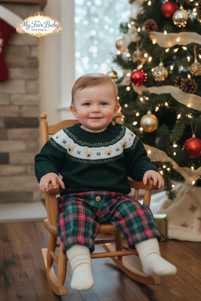 Spanish Baby Boys Green Reindeer Trouser Set