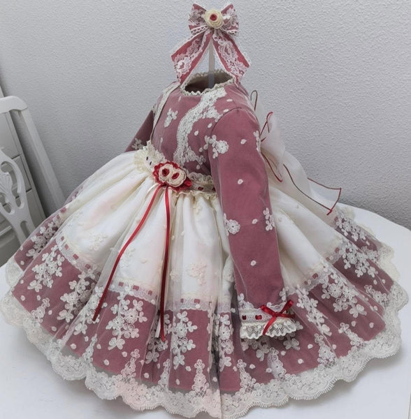 Spanish Handmade Girls Luxury Red Tulle Christmas Dress ~ MADE TO ORDER