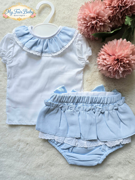 Spanish Baby Girls Blue Waffle Jam Pants Set EL208 ~ 3-36m