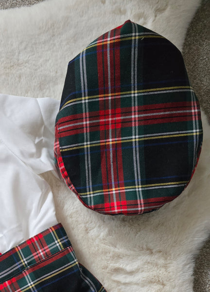 Sonata Infantil Spanish Boys Red & Green Tartan Hat IN2417 - MADE TO ORDER