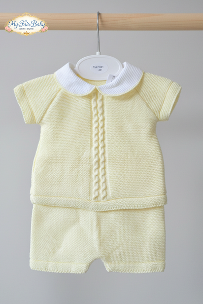 Spanish Baby Boys Lemon Yellow Knitted Short Set