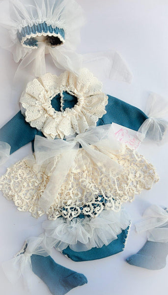 Ela Confeccion AW25 Spanish Girls Teal Knitted Dress Set - MADE TO ORDER