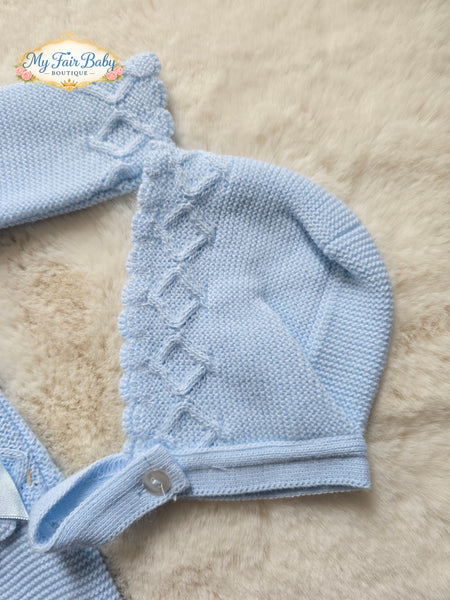 Spanish Baby Boys Blue Knitted 3pc Set C1003 ~ 0-12m