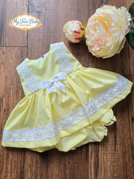 Spanish Baby Girls Lemon Frilly Dress & Pants
