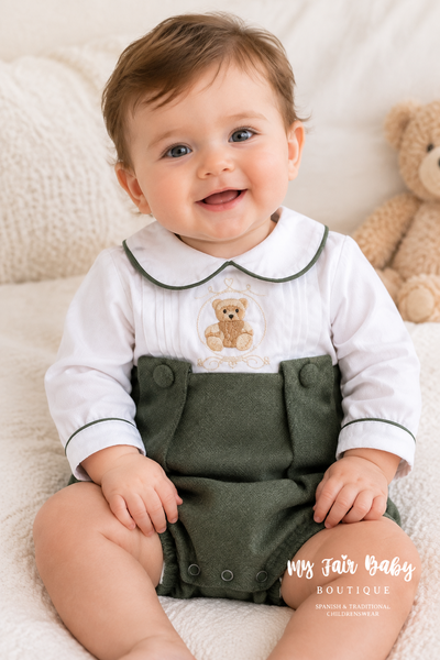Beau Kid Traditional Baby Boys Forest Green Teddy Jacket & Cap ~ 0-24m