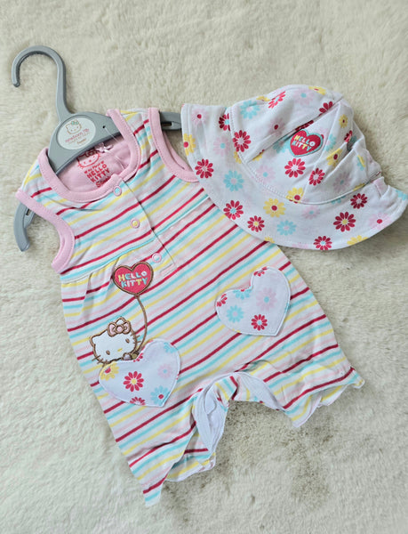 Baby Girls Hello Kitty Sun Romper & Hat SPF50 ~ LIMITED STOCK