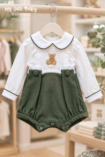 Beau Kid Traditional Baby Boys Forest Green Teddy Jacket & Cap ~ 0-24m