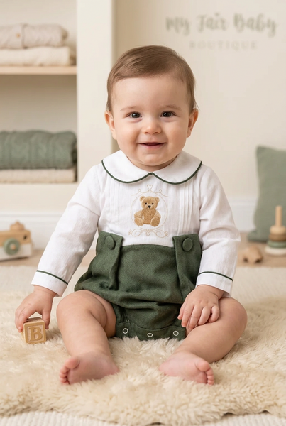 Beau Kid Traditional Baby Boys Forest Green Teddy Jacket & Cap ~ 3-24m