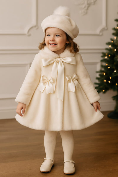 Sonata AW25 Spanish Girls Cream Fur Osita Winter Coat & Beret IN2523 - 2y ~ IN STOCK NOW
