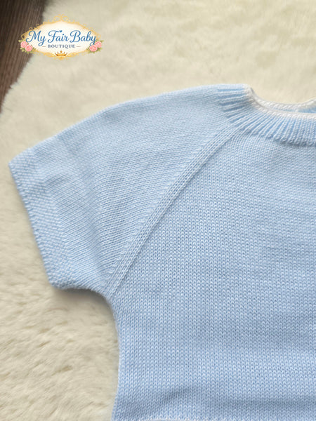 Spanish Baby Boys Blue Fine Knit Jam Pant Set