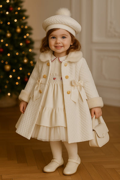 Sonata Infantil AW25 Spanish Girls White Winter Coat NA2512 - MADE TO ORDER