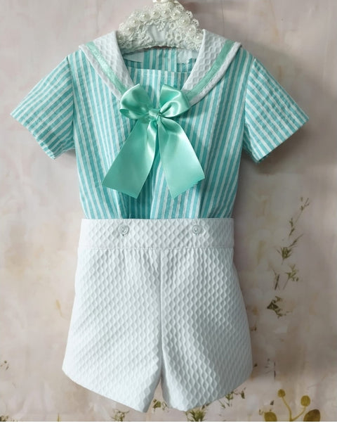 Sonata Infantil Spanish Boys Mint Sailor Set MOD33 - MADE TO ORDER