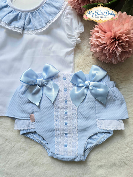 Spanish Baby Girls Blue Waffle Jam Pants Set EL208 ~ 3-36m