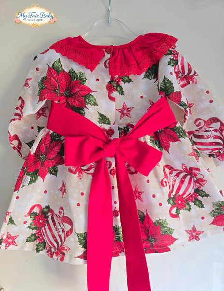 Spanish Girls Poinsetta Christmas Dress ~ 1-6y