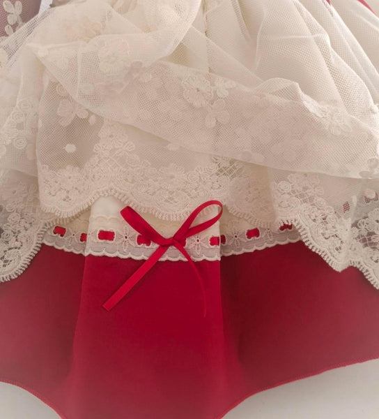 Spanish Handmade Girls Luxury Red Tulle Christmas Dress ~ MADE TO ORDER