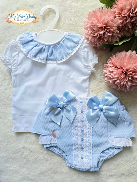 Spanish Baby Girls Blue Waffle Jam Pants Set EL208 ~ 3-36m