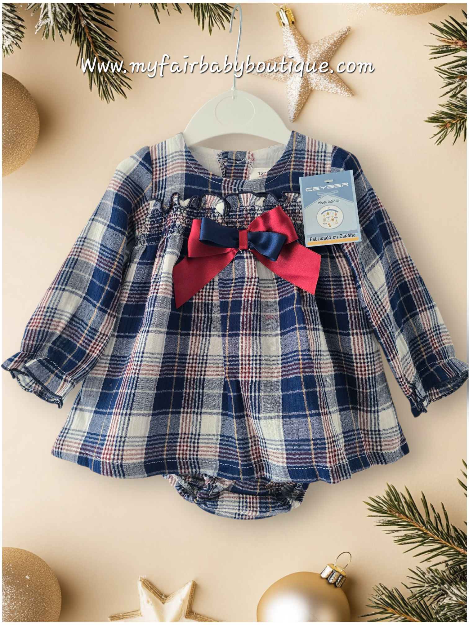 Ceyber AW25 Spanish Girls Navy Check Dress 25509 ~ 6-48m