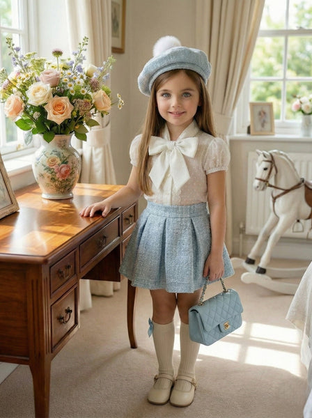 Sonata Infantil SS26 Spanish Girls Blue Skirt 4PC Set VE2618 - MADE TO ORDER