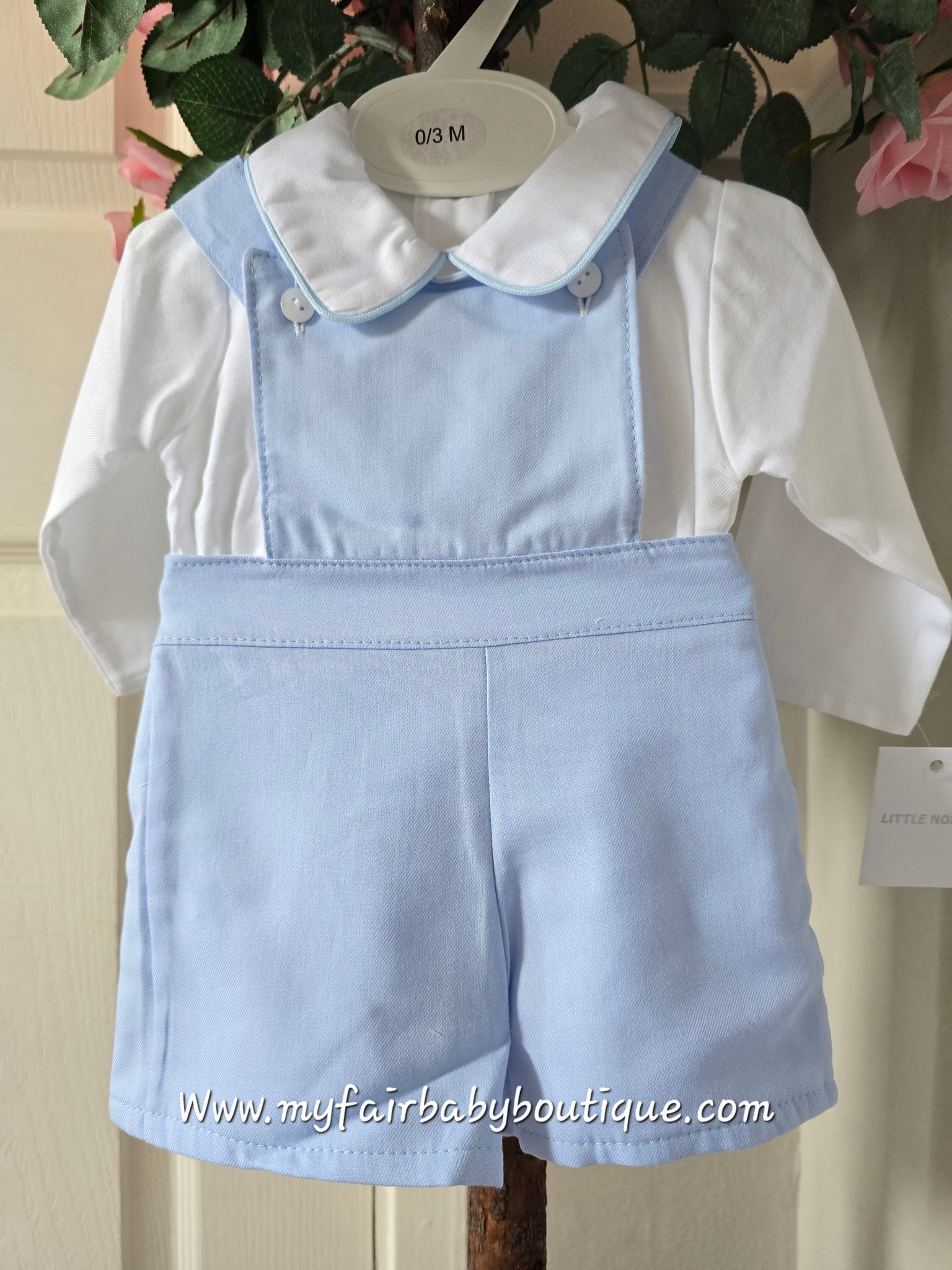 Spanish Baby Boys Blue Dungaree Set PO16